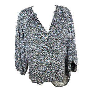 Apiece Apart New York Blouse Top Tunic Small 3/4 Sleeve Floral Cotton Hi-Low